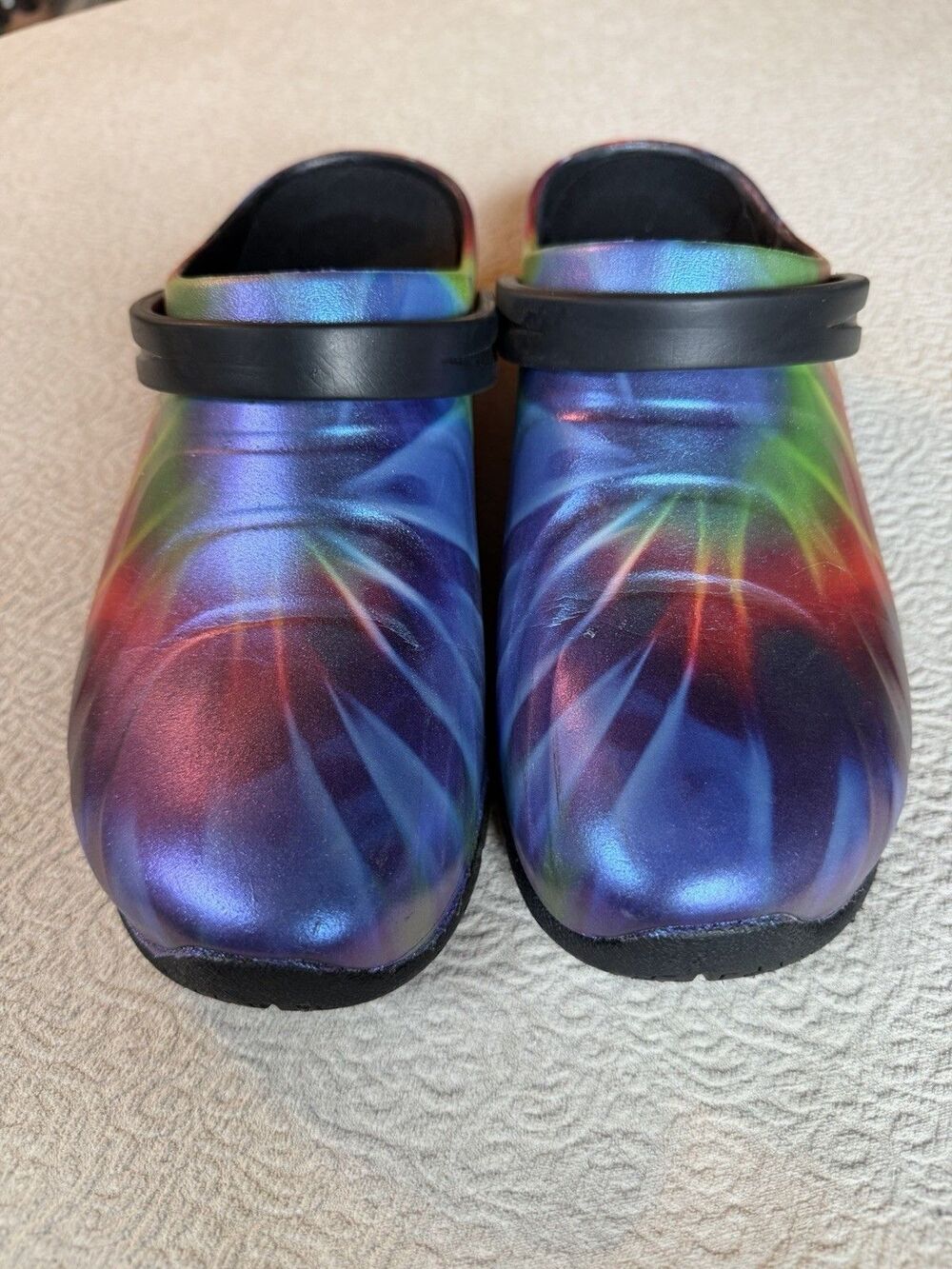 Anywear Zone Non Slip Clogs,  Women Tie Dye Nurse  & Food Service Shoes Size 7